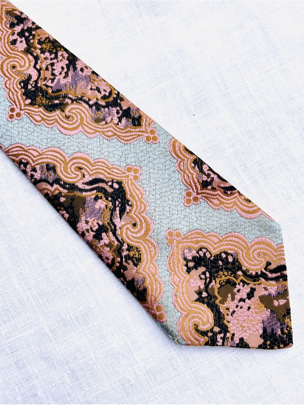 Vintage Pink & Light Blue Tie Paisley Psychedelic Terylene 3 1/4” Necktie